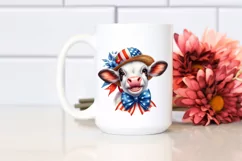 Cow Portrait Sun Hat USA Flag Colors Product Image 2