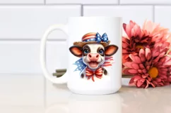 Cow Portrait Sun Hat USA Flag Colors Product Image 2