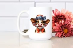 Cow Portrait Sun Hat USA Flag Colors Product Image 2