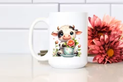 Smiling Highland Cow Camellia Cup | Sublimation Clipart Product Image 2