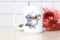 Funny Watercolor Baby Dove Clipart Product Image 2