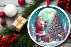 Round Christmas Ornament Sublimation|Clipart Product Image 1