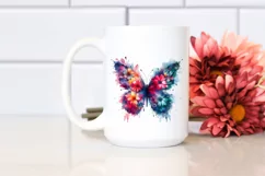 Half Flowers, Vibrant Butterfly | Sublimation Clipart Product Image 2