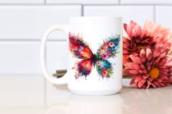 Vibrant Butterfly Abstract Clipart Half Made of Flowers Product Image 2