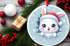 Round Christmas Ornament Sublimation|Clipart Product Image 2