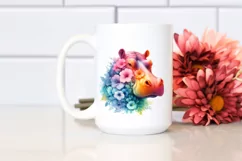 Vibrant Hippo Abstract Clipart Half Made of Flowers Product Image 2