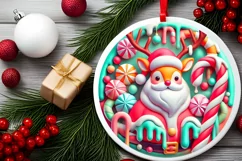 Round Christmas Ornament Sublimation|Clipart Product Image 1