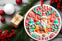 Round Christmas Ornament Sublimation|Clipart Product Image 1