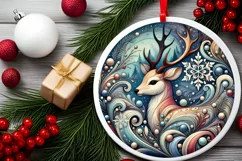 Round Christmas Ornament Sublimation|Clipart Product Image 1