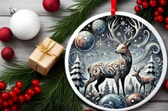 Round Christmas Ornament Sublimation|Clipart Product Image 1