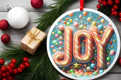 Joy Round Cute Ornament Sublimation Product Image 1