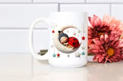 Vibrant Baby Ladybug Moon Stars | Clipart Product Image 2