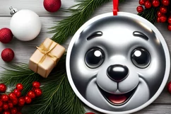 Hippo Christmas Round Ornament Sublimation PNG Product Image 2