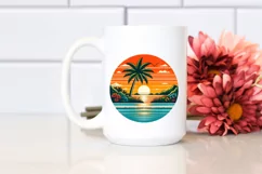 Retro Tropical Island Sunset | Sublimation | PNG Clipart Product Image 2