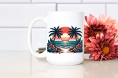 Retro Tropical Beach Sunset | Sublimation | PNG Clipart Product Image 2
