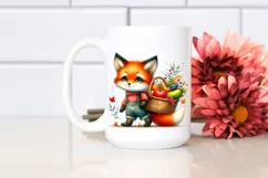 Quirky Baby Fox Autumn Basket Clipart Product Image 2