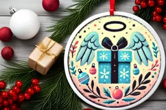 Round Christmas Ornament Sublimation|Clipart Product Image 1