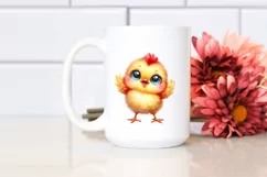 Watercolor Cute Baby Chicken Clipart Product Image 2