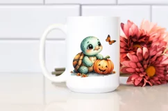 Cute Baby Turtle with Pumpkin, PNG Product Image 2