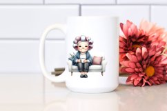 Old Lady Sitting on Sofa with Mug | Clipart Product Image 2