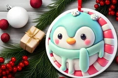 Round Christmas Ornament Sublimation|Clipart Product Image 1