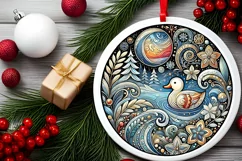 Round Christmas Ornament Sublimation|Clipart Product Image 1