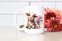 Cute Highland Cow with Crocus in Vase | Clipart Product Image 2