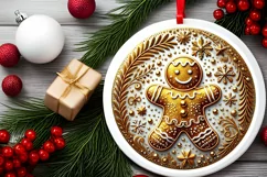 Round Christmas Ornament Sublimation|Clipart Product Image 1