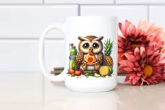 Funny Cute Owl Holding Pizza Slice Clipart Product Image 851