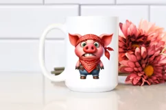 Funny Pig Standing with Bandana | Clipart Product Image 2