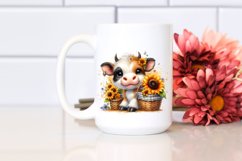 Colorful Smiling Highland Cow Sunflower Basket Clipart Product Image 2