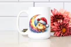 Baby Chicken Christmas Moon | Clipart Product Image 2