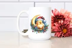 Baby Chicken Christmas Moon | Clipart Product Image 2