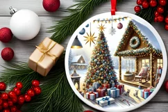 Round Christmas Ornament Sublimation|Clipart Product Image 1