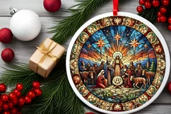 Round Christmas Ornament Sublimation|Clipart Product Image 1