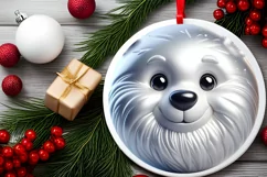 Polar Bear with Shiny Diamond Christmas Round Ornament Product Image 2