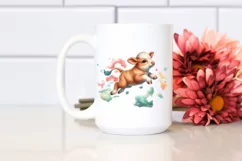 Colorful Baby Cow on Cloud Puff PNG Product Image 2