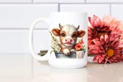 Cute Highland Cow with Gladiolus in Bath Tub | Clipart Product Image 2