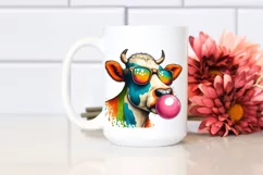 Quirky Cow Sunglasses Chewing Gum Clipart Product Image 2