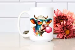 Quirky Cow Sunglasses Chewing Gum Clipart Product Image 2