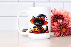 Simple Watercolor Cute Baby Black Cat Dressed for Halloween Product Image 2