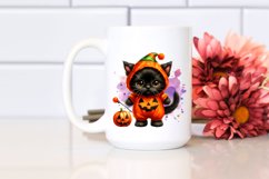 Simple Watercolor Cute Baby Black Cat Dressed for Halloween Product Image 2