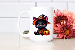 Simple Watercolor Cute Baby Black Cat Dressed for Halloween Product Image 2
