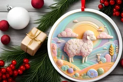 Round Christmas Ornament Sublimation|Clipart Product Image 2