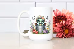 Cute Baby Dragon with Flowers PNG Product Image 2