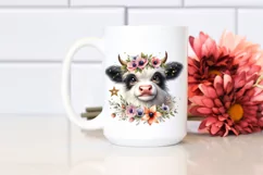 Cute Highland Cow with Anemone on Star | Clipart Product Image 2