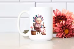 Old Lady Sitting on Chair with Mug | Clipart Product Image 2