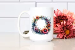 Watercolor Floral Wreath, Vibrant Abstract | Sublimation | Product Image 2