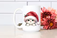 Watercolor Cat with Santa Hat, Transparent PNG Product Image 2
