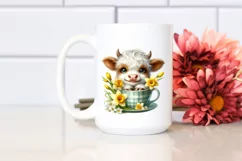 Cute Highland Cow with Narcissus in Cup | Sublimation | Product Image 2
